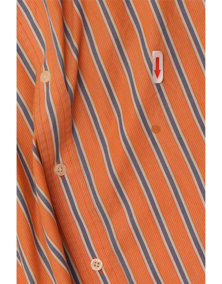 Chaps Herren-Kurzarmhemd, groß, orange gestreift, Baumwolle