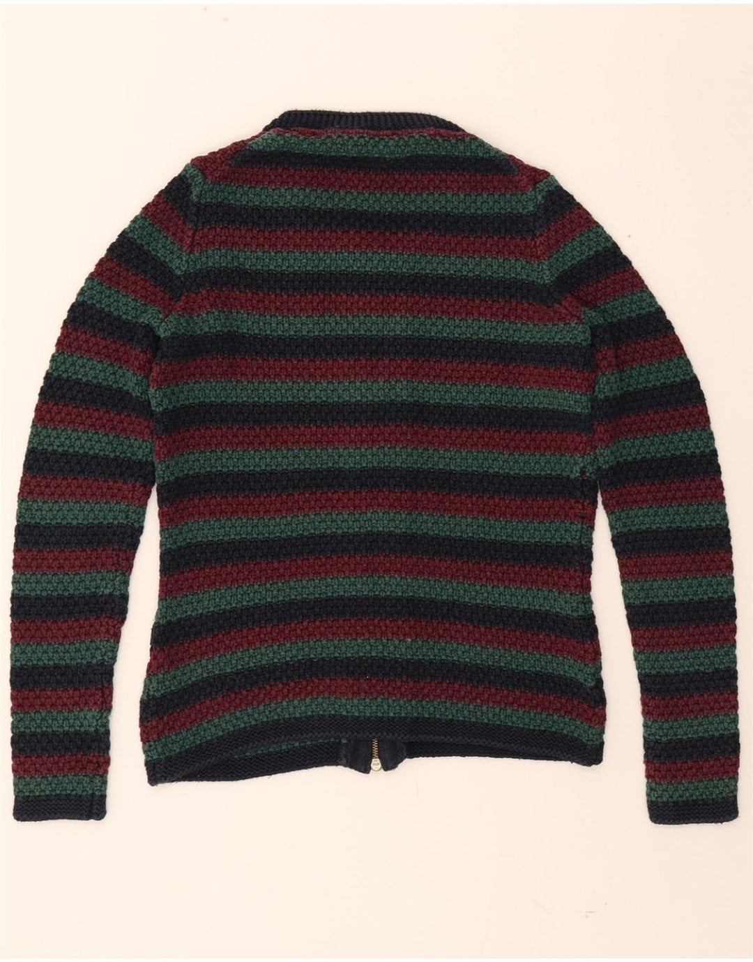 TOMMY HILFIGER Womens Cardigan Sweater UK 10 Small Multicoloured Striped Vintage Tommy Hilfiger and Second-Hand Tommy Hilfiger from Messina Hembry 