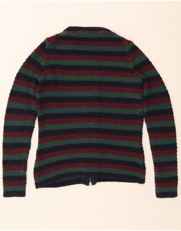 TOMMY HILFIGER Womens Cardigan Sweater UK 10 Small Multicoloured Striped Vintage Tommy Hilfiger and Second-Hand Tommy Hilfiger from Messina Hembry 