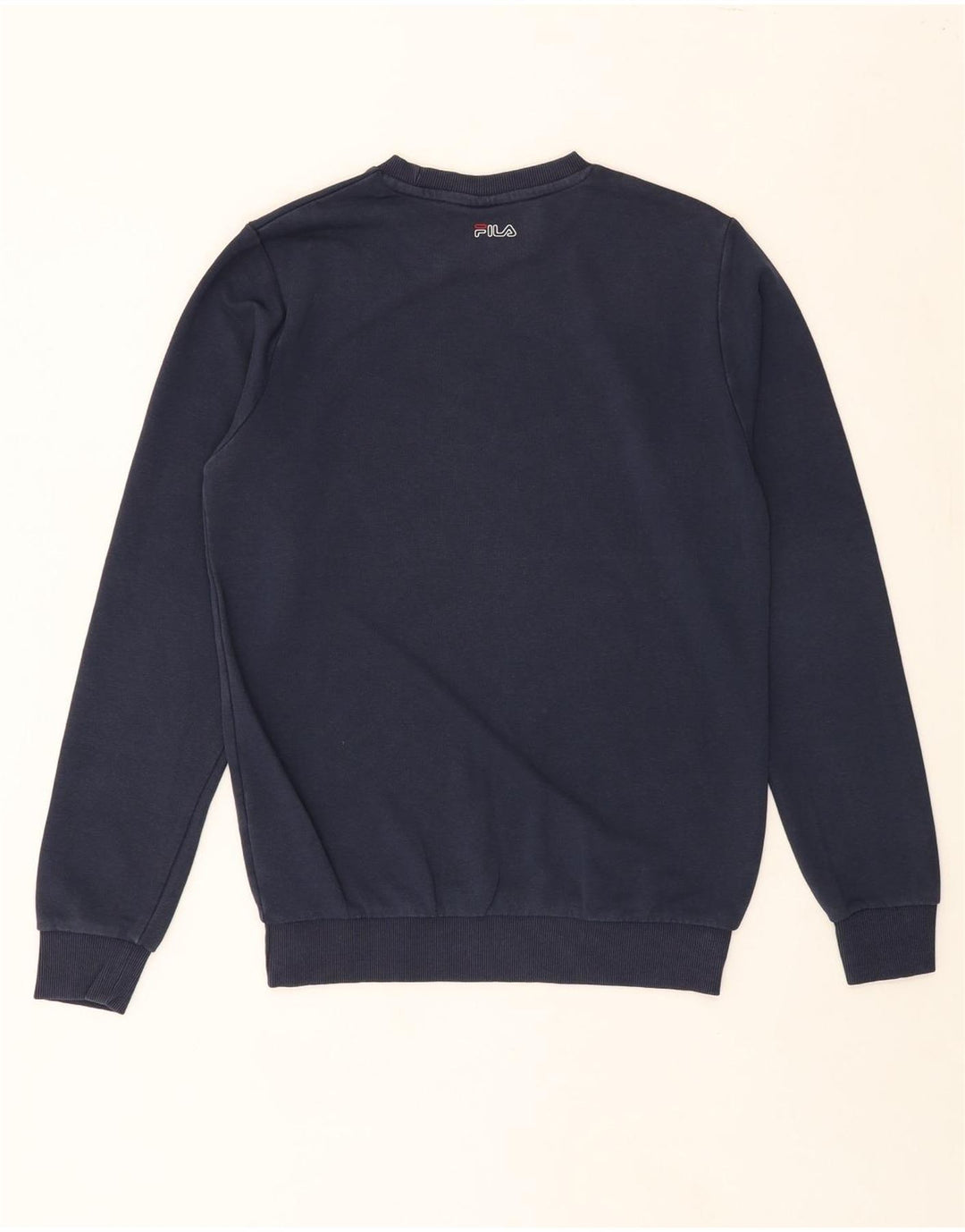FILA Mens Graphic Sweatshirt Jumper Small Navy Blue Cotton Vintage Fila and Second-Hand Fila from Messina Hembry 