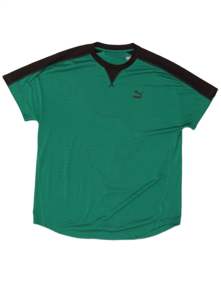 Puma Herren Grafik T-Shirt Top XL Grün Colourblock Polyester