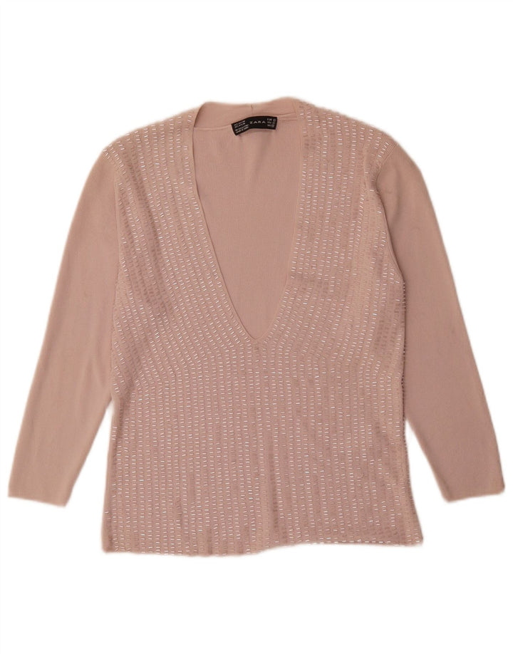 Zara Damen-Blusenoberteil, Gr. 44, groß, rosa Viskose