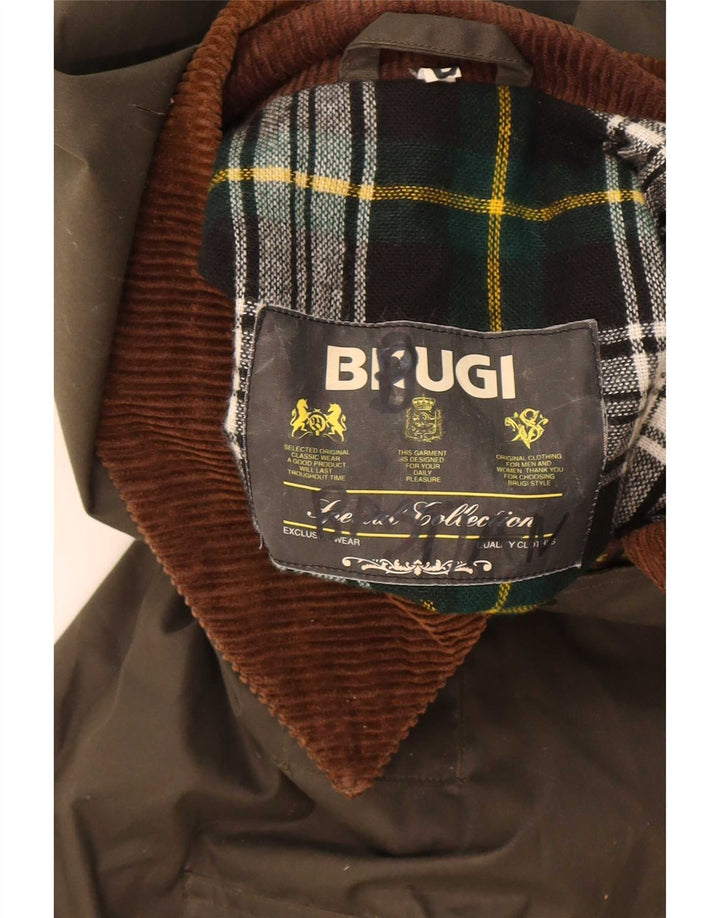 Brugi Herren-Jacke aus gewachster Baumwolle, Größe 40, groß, Khaki, Farbblock