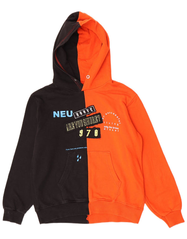 Diesel Jungen-Pullover mit grafischem Kapuzenpullover, 13–14 Jahre, schwarze Farbblock-Baumwolle