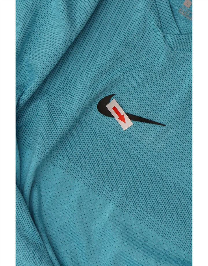 Nike Herren Dri Fit T-Shirt Top Large Blau Polyester