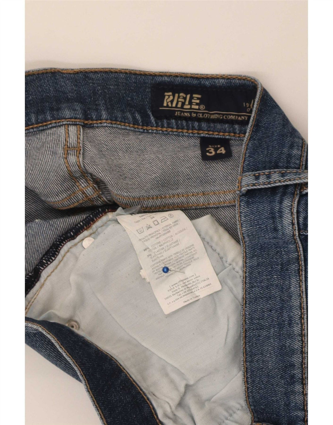 Rifle Damen Straight Jeans W34 L35 Blaue Baumwolle