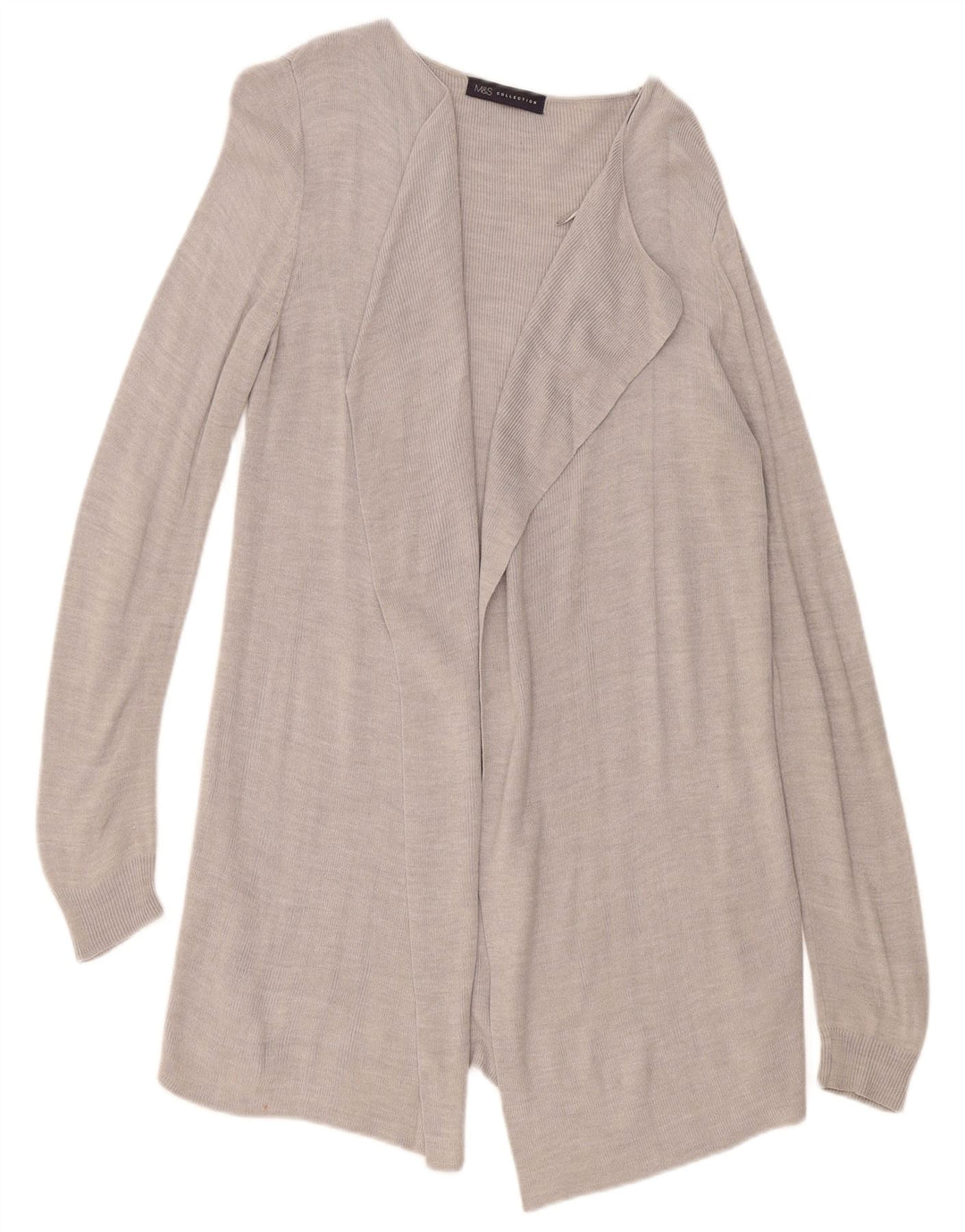 Marks & Spencer Damen Longline Open Cardigan Pullover UK 10 Small Grau