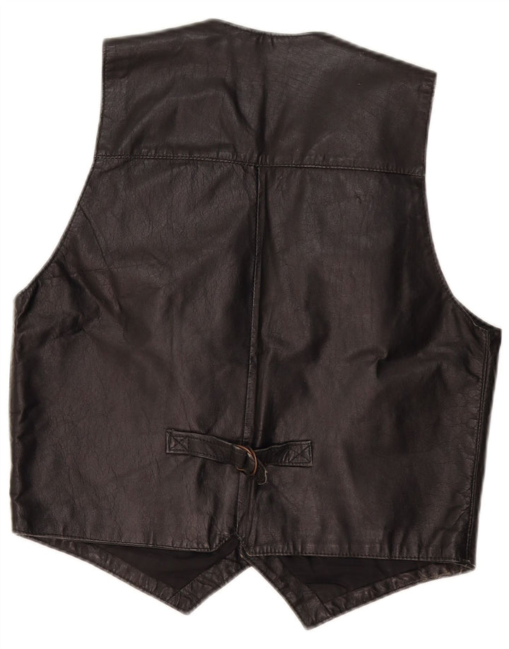 VINTAGE Herren Lederweste Medium Schwarz