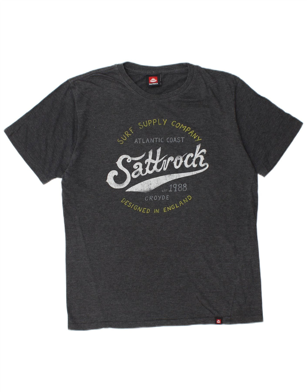 SALTROCK Herren-Grafik-T-Shirt-Oberteil aus mittelgrauer Baumwolle