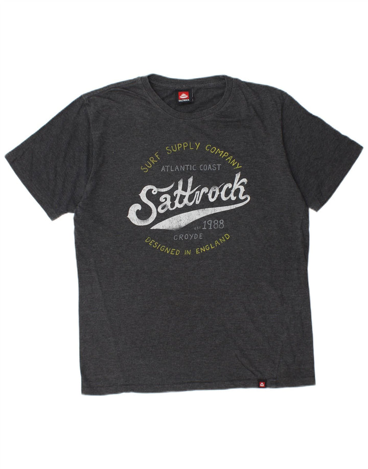 SALTROCK Herren-Grafik-T-Shirt-Oberteil aus mittelgrauer Baumwolle