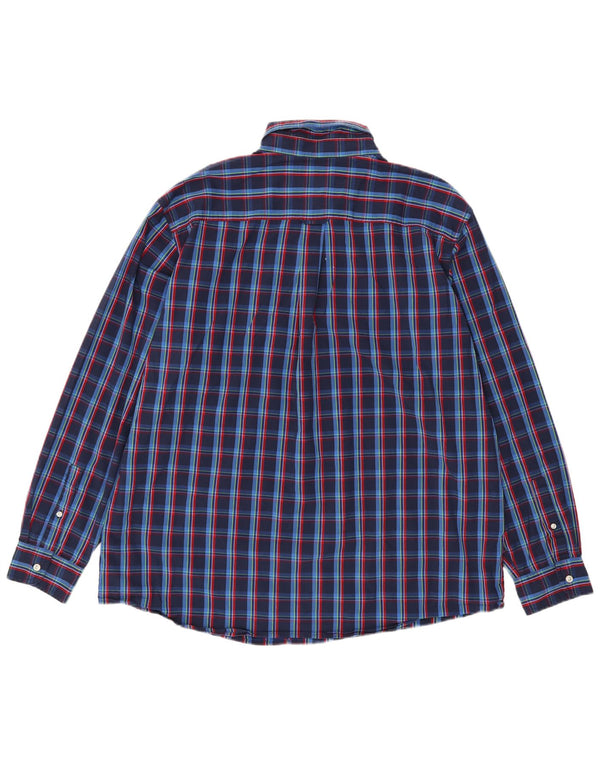 Chaps Herrenhemd 2XL Marineblau kariert Baumwolle