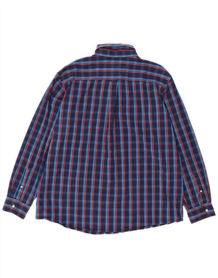Chaps Herrenhemd 2XL Marineblau kariert Baumwolle