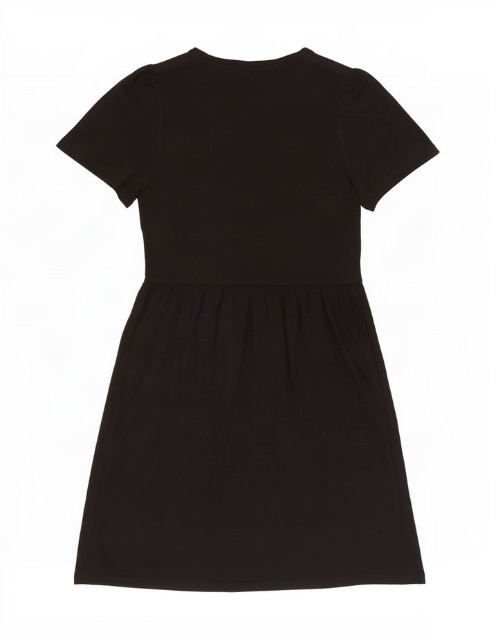 Marks & Spencer Damen A-Linien-Kleid UK 12 Mittelschwarze Baumwolle