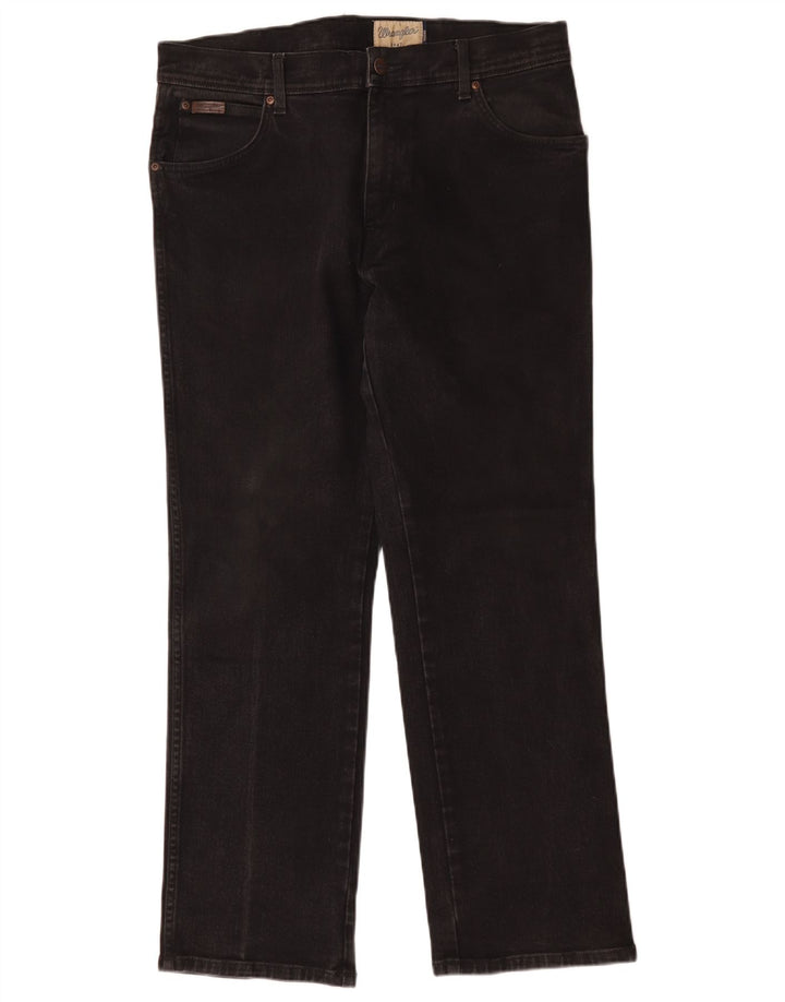 Wrangler Herren Texas Straight Jeans W35 L30 Schwarze Baumwolle
