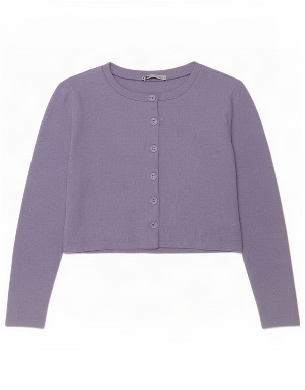 Zara Womens Crop Cardigan Sweater UK 10 Small Blue