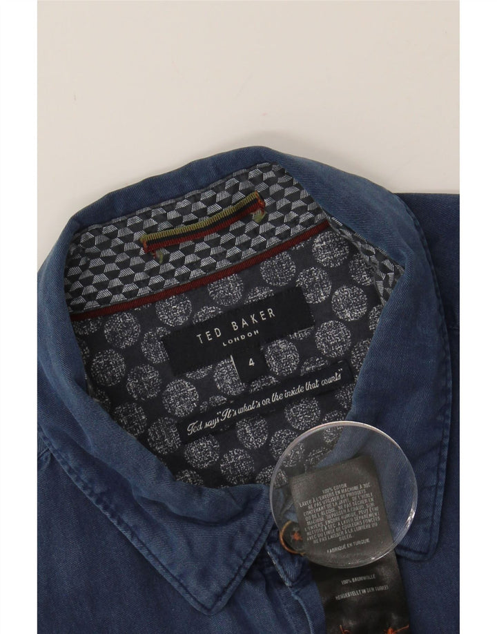 TED BAKER Mens Shirt Size 4 Large Navy Blue Cotton Vintage Ted Baker and Second-Hand Ted Baker from Messina Hembry 
