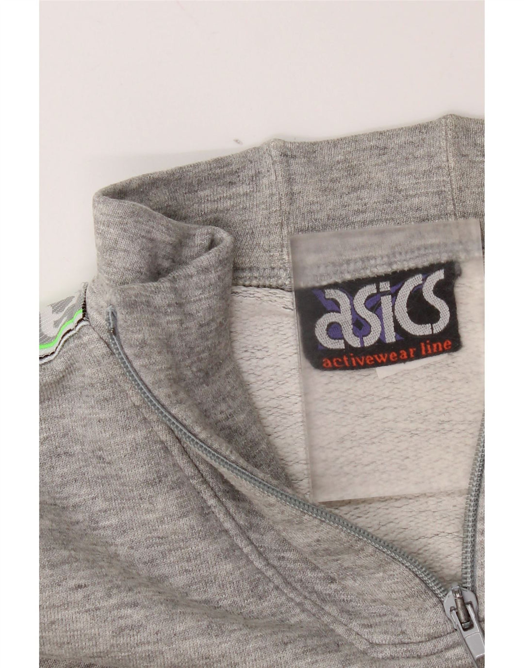 Asics Herren-Sweatshirt mit grafischem Reißverschluss, XL, grau gefleckte Baumwolle