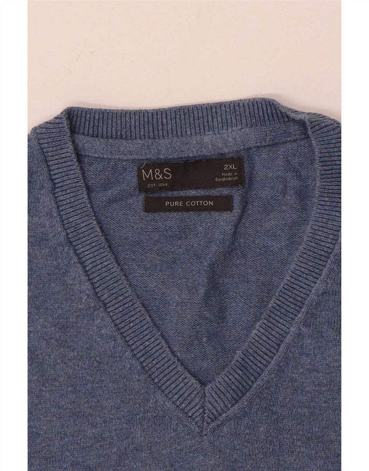 Marks & Spencer Herren Weste Tank Top 2XL Blau Baumwolle
