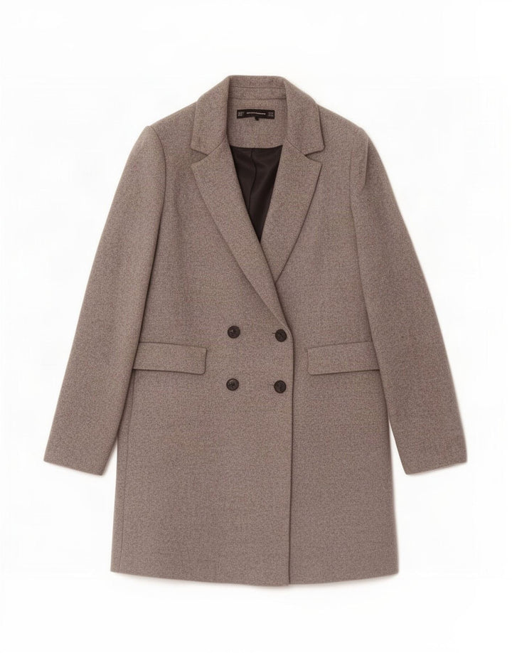 Zara Damen Trafaluc Zweireihiger Mantel UK 12 Mittelgrau