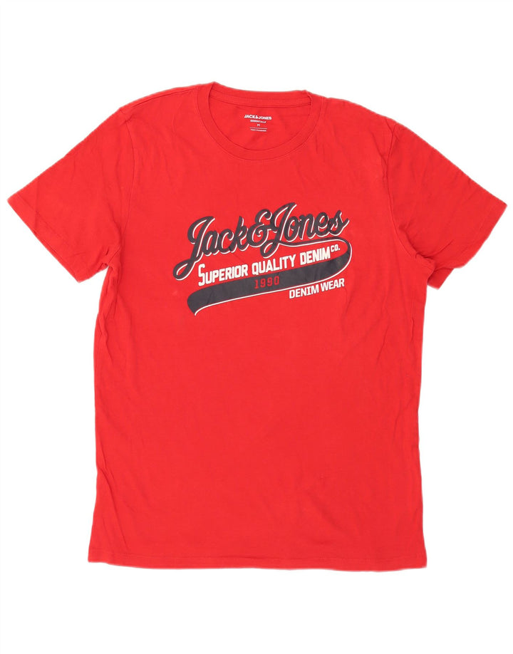 Jack & Jones Herren Grafik-T-Shirt-Oberteil aus mittelroter Baumwolle