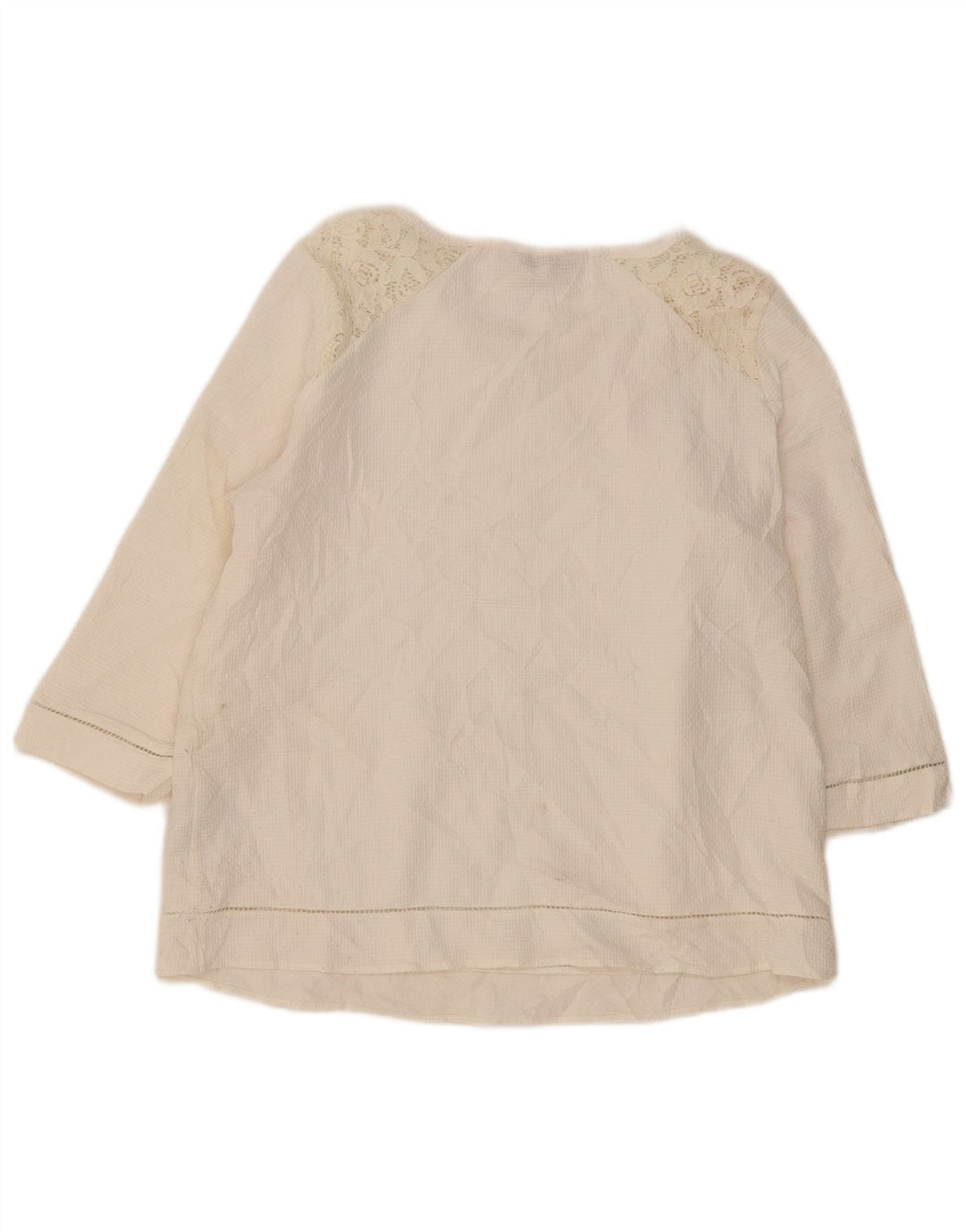 Marks & Spencer Damen-Top, 3/4-Ärmel, UK-Größe 14, Größe L, weiße Baumwolle