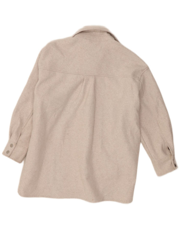 Zara Damen Shacket Jacke UK 6 XS Beige Polyester