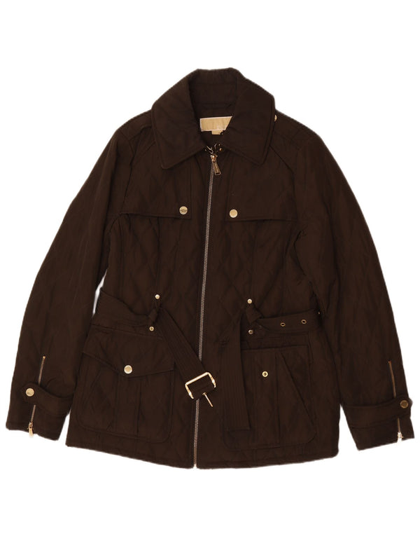 Michael Kors Damen Quilted Utility Jacke UK 14 Mittelbraunes Polyester