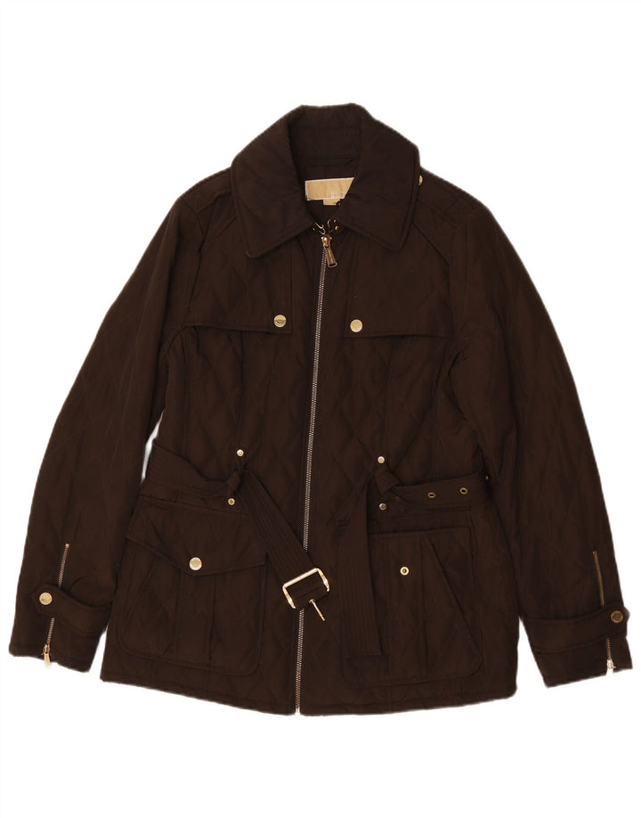 Michael Kors Damen Quilted Utility Jacke UK 14 Mittelbraunes Polyester
