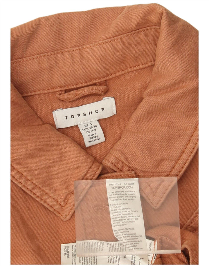 Topshop Damen Crop Übergroße Jeansjacke UK 10 Small Orange Baumwolle