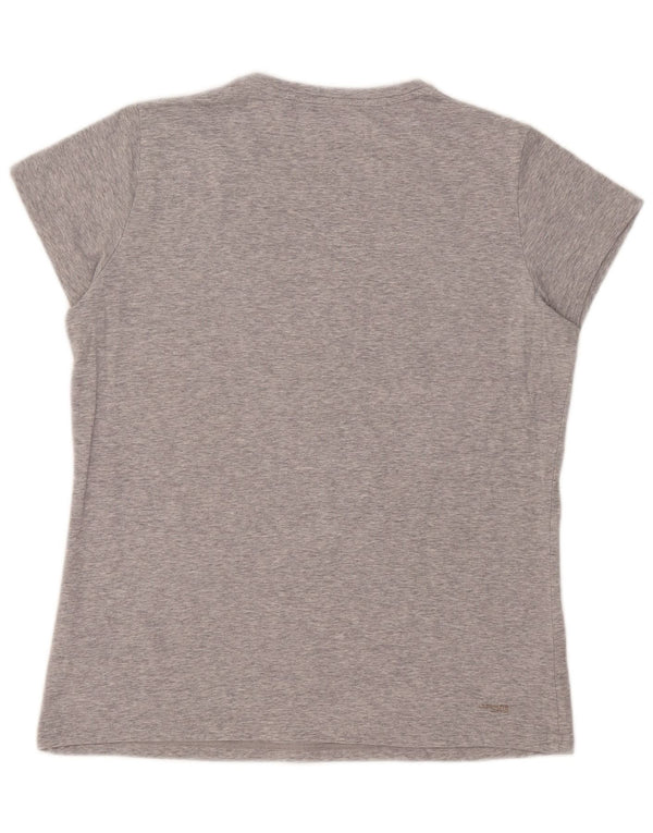 Adidas Damen T-Shirt Top UK 16 Large Grau Baumwolle