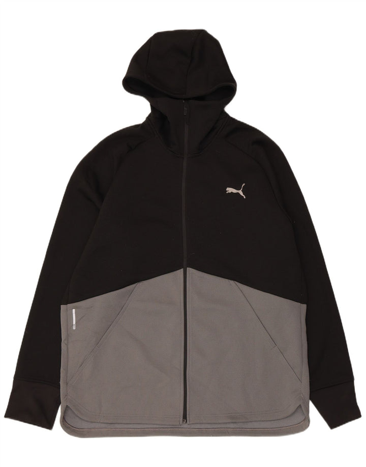Puma Herren-Kapuzenpullover mit Reißverschluss, XL, Schwarz, Colourblock-Polyester
