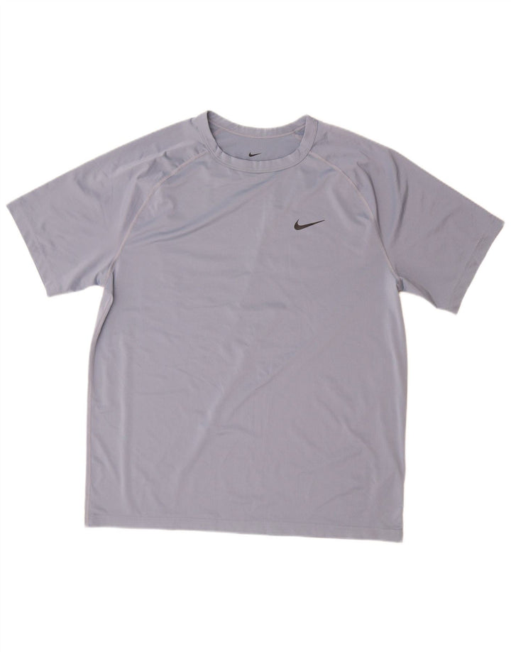NIKE Herren Dri Fit T-Shirt Top Large Grau Polyester