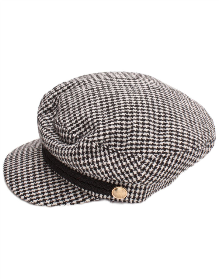 Zara Damen-Newsboy-Mütze, klein, schwarzer Hahnentrittmuster