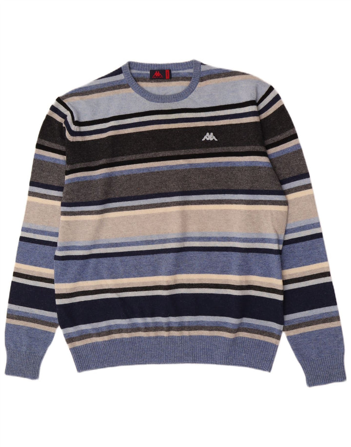 Kappa Herren-Pullover mit Rundhalsausschnitt, groß, mehrfarbig, gestreift, Wolle