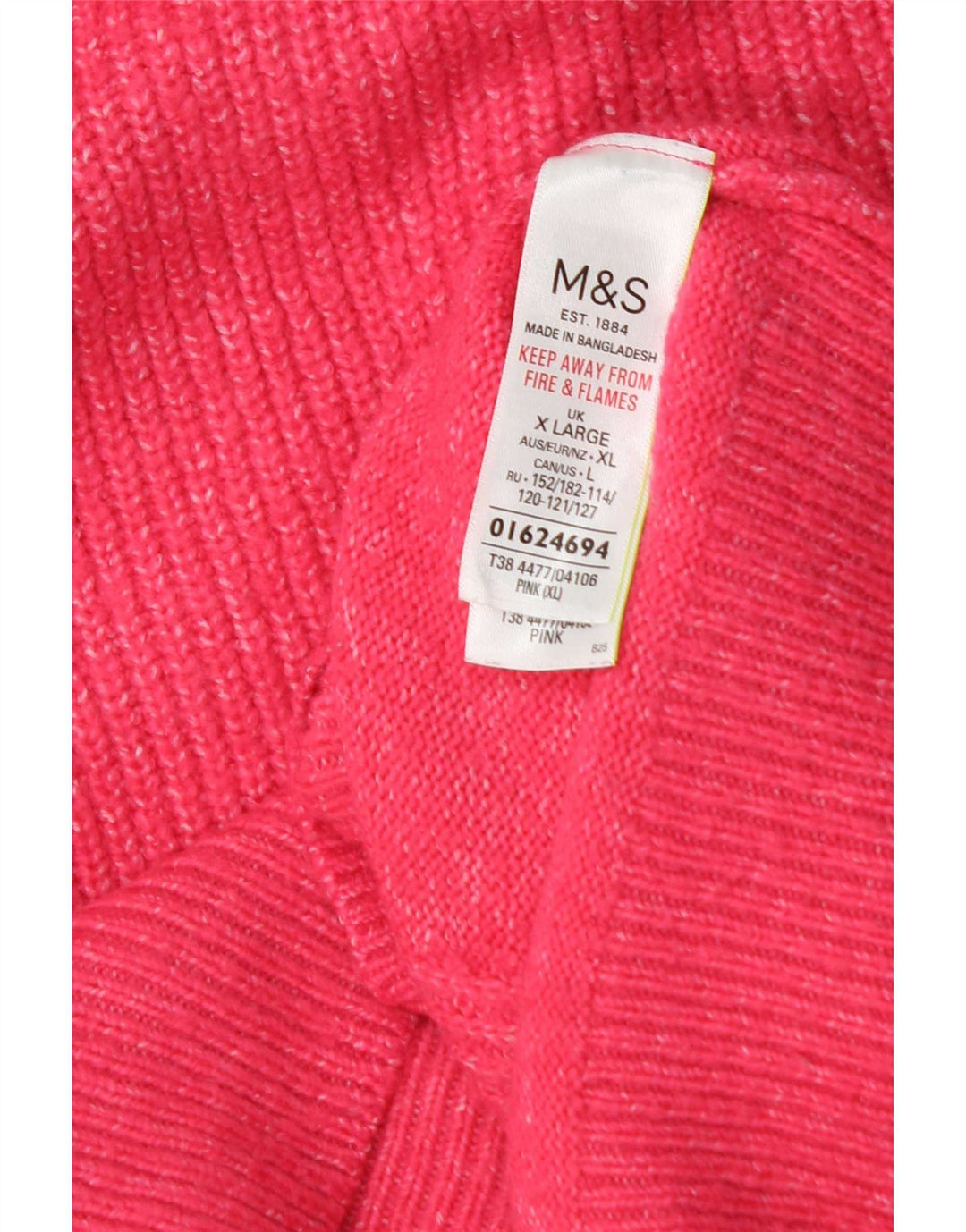 Marks & Spencer Damen-Pullover, übergroß, Rundhalsausschnitt, Gr. 18, XL, Rosa