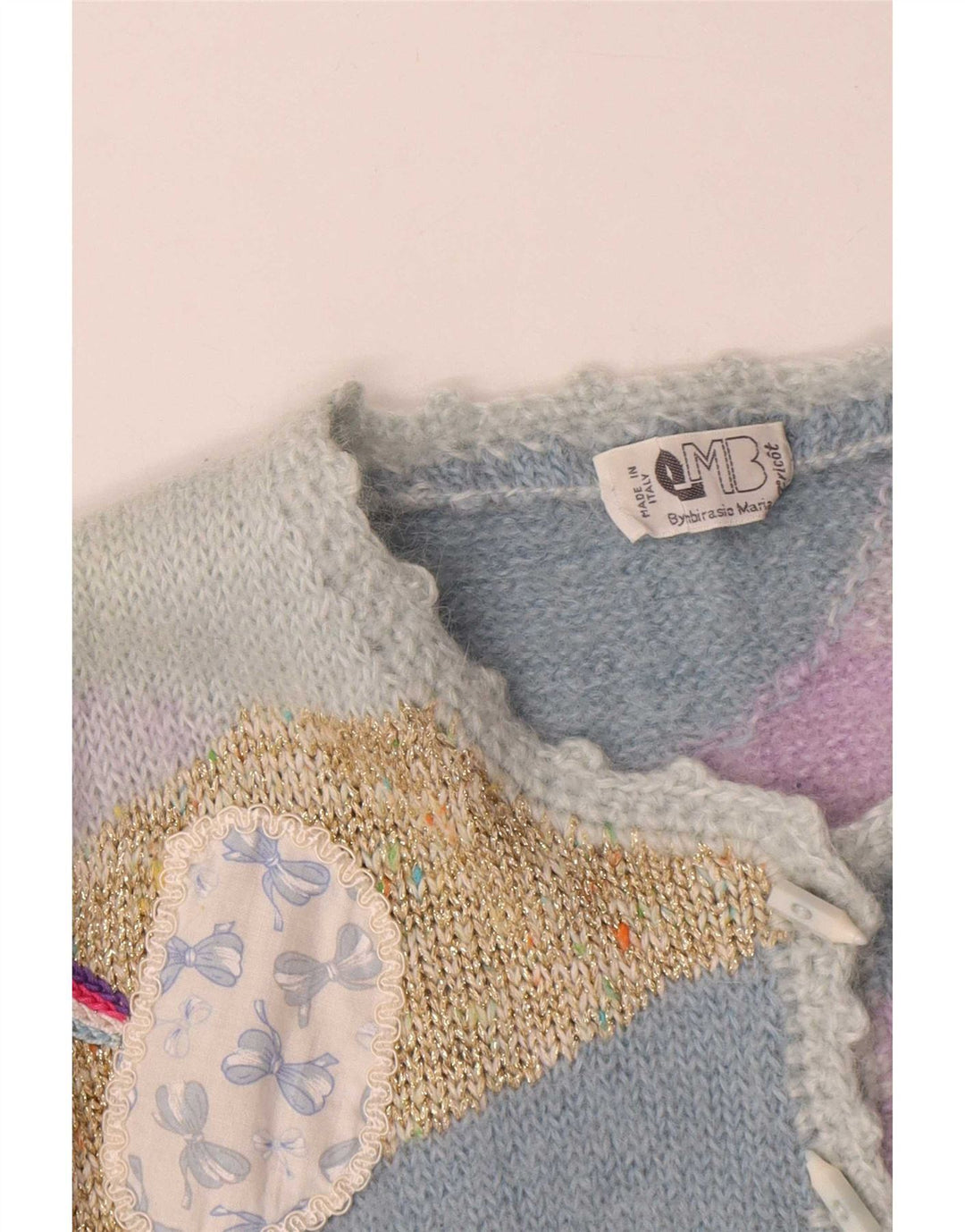 Vintage Damen Cardigan Pullover UK 14 Medium Mehrfarbige Neuheit