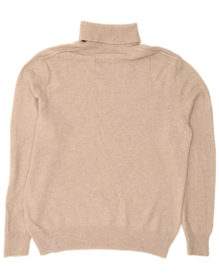 ALL SAINTS Rollkragenpullover für Herren, groß, beige Wolle