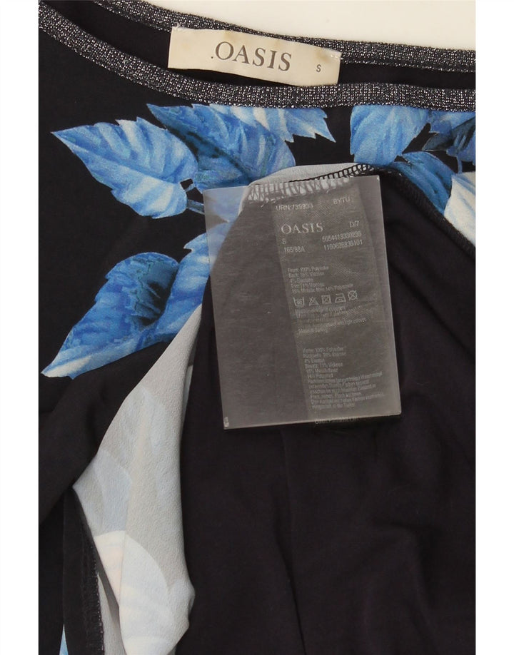 Oasis Damen-Blusenoberteil UK 10 Small Marineblaues Blumenmuster aus Polyester