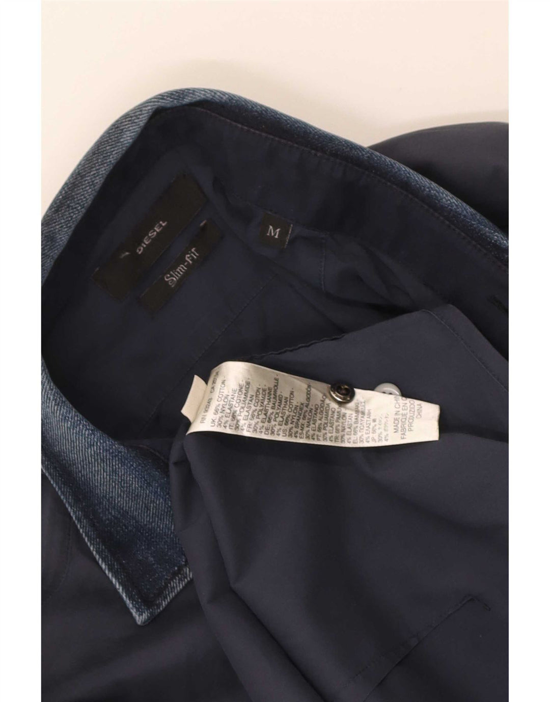 Diesel Herren-Slim-Fit-Hemd aus Baumwolle in mittlerem Marineblau