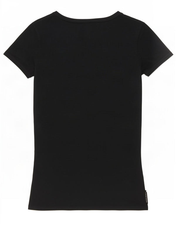 Armani Jeans Damen Grafik T-Shirt Top UK 10 Small Schwarz