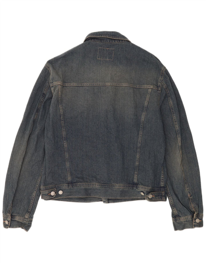 Sisley Herren Jeansjacke UK 42 XL Blaue Baumwolle