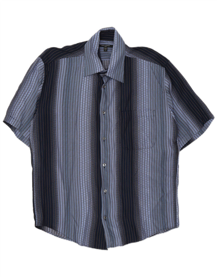 Tipo' S Herren-Kurzarmhemd, groß, marineblau, gestreift, Viskose