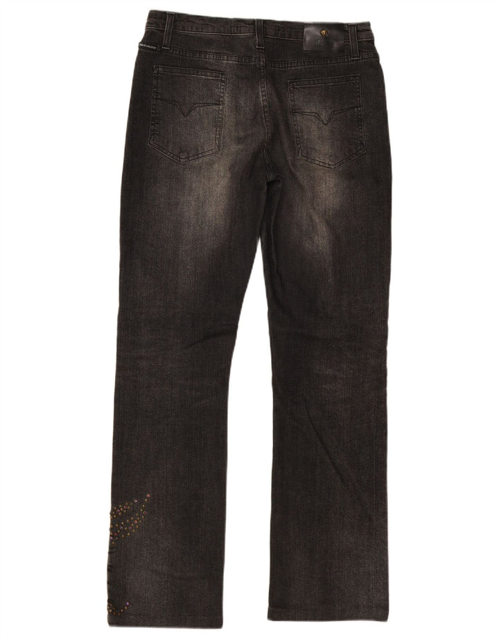 Versace Damen Straight Jeans IT 45 Medium W31 L30 Schwarze Baumwolle