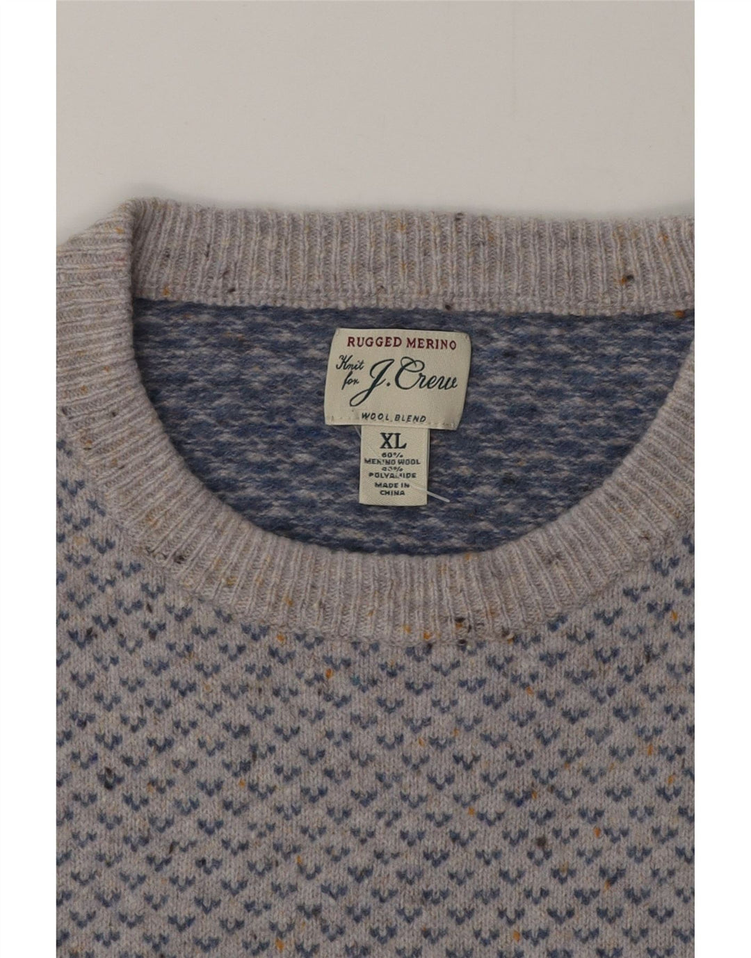 J. Crew Herren-Pullover mit Rundhalsausschnitt, XL, grau gesprenkelte Wolle