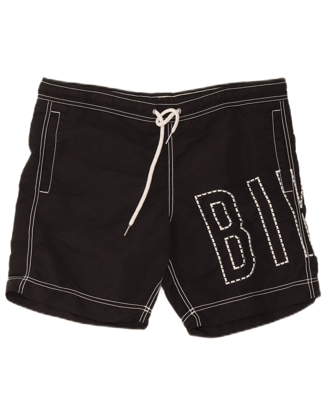 Bikkembergs Herren-Badeshorts mit Grafik, mittelschwarz, Polyester