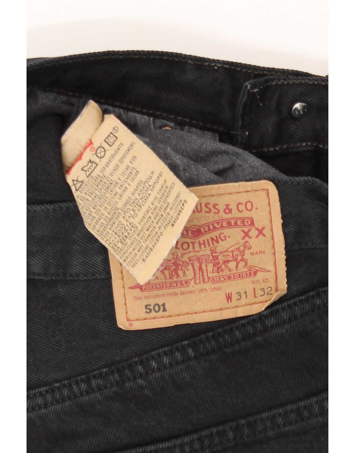 Levi's Herren 501 Straight Jeans W31 L32 Schwarze Baumwolle