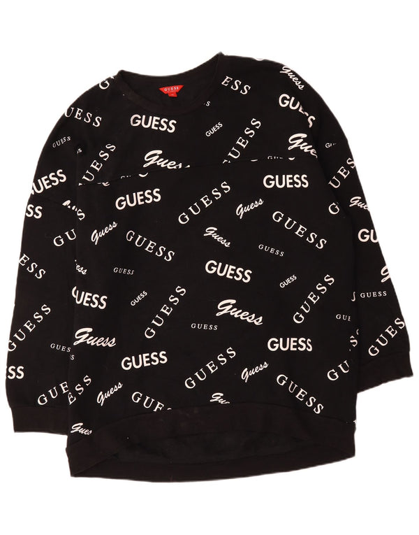 Guess Damen-Sweatshirt mit Grafik-Übergröße, Größe UK 18, XL, Schwarz, Baumwolle