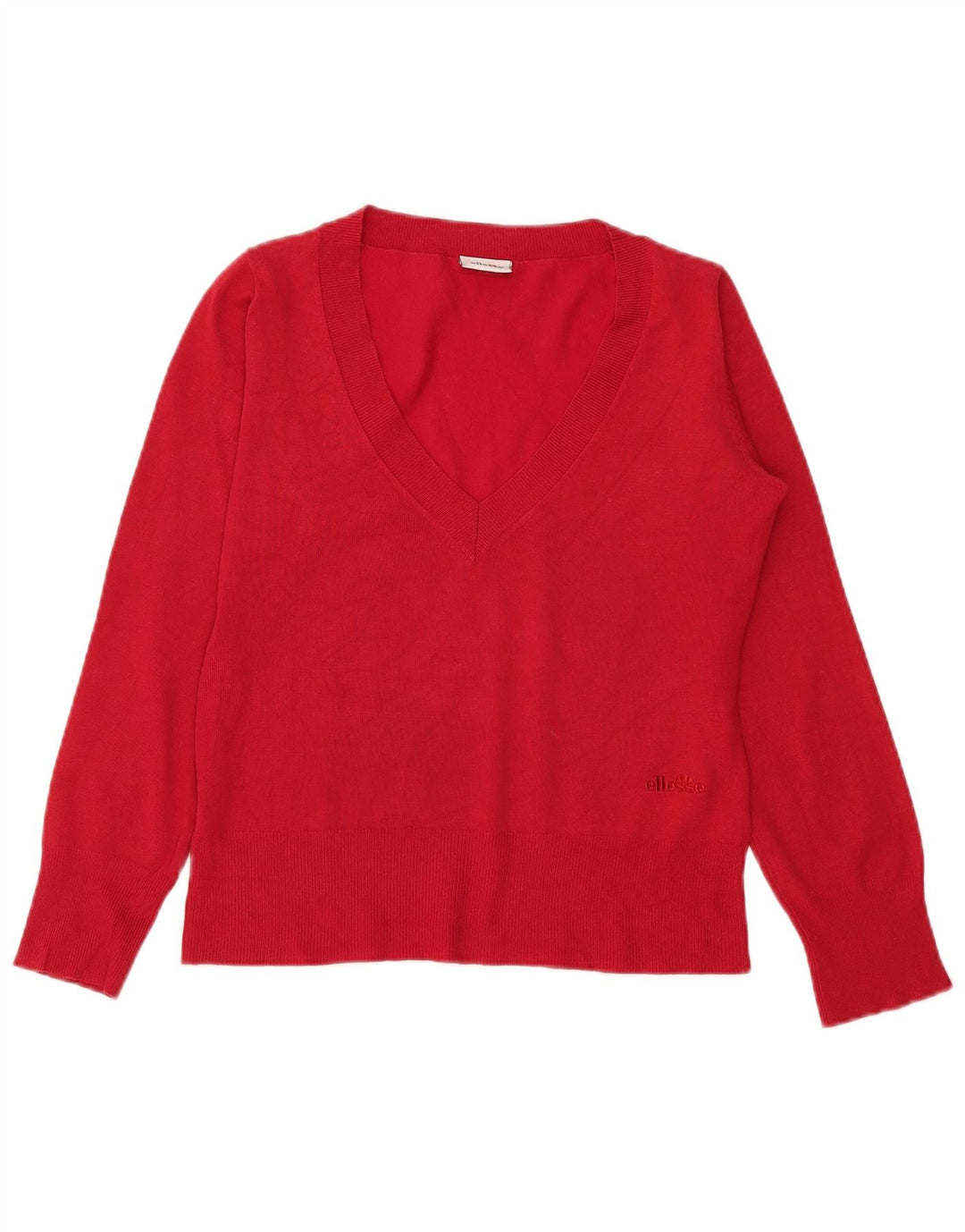 Ellesse Damen-Pullover mit V-Ausschnitt, UK 12, mittelrote Viskose