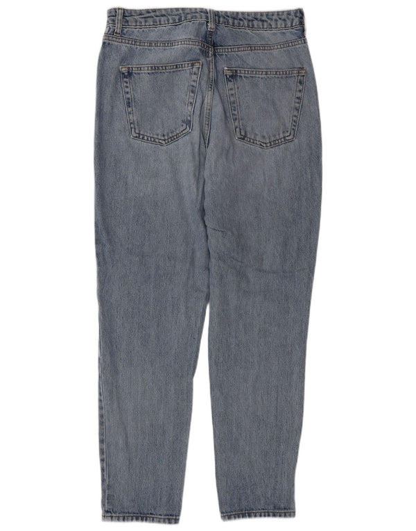 Topshop Damen Mom Jeans mit hoher Taille und schmal zulaufendem Bein, W30, L32, Blau, Baumwolle