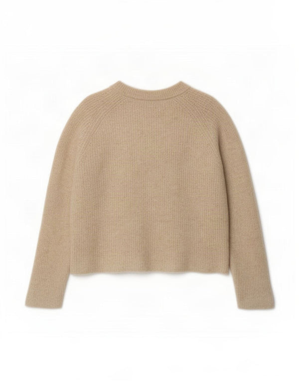 Zara Damen Crop U-Boot-Ausschnitt Pullover UK 18 XL Beige Alpakawolle
